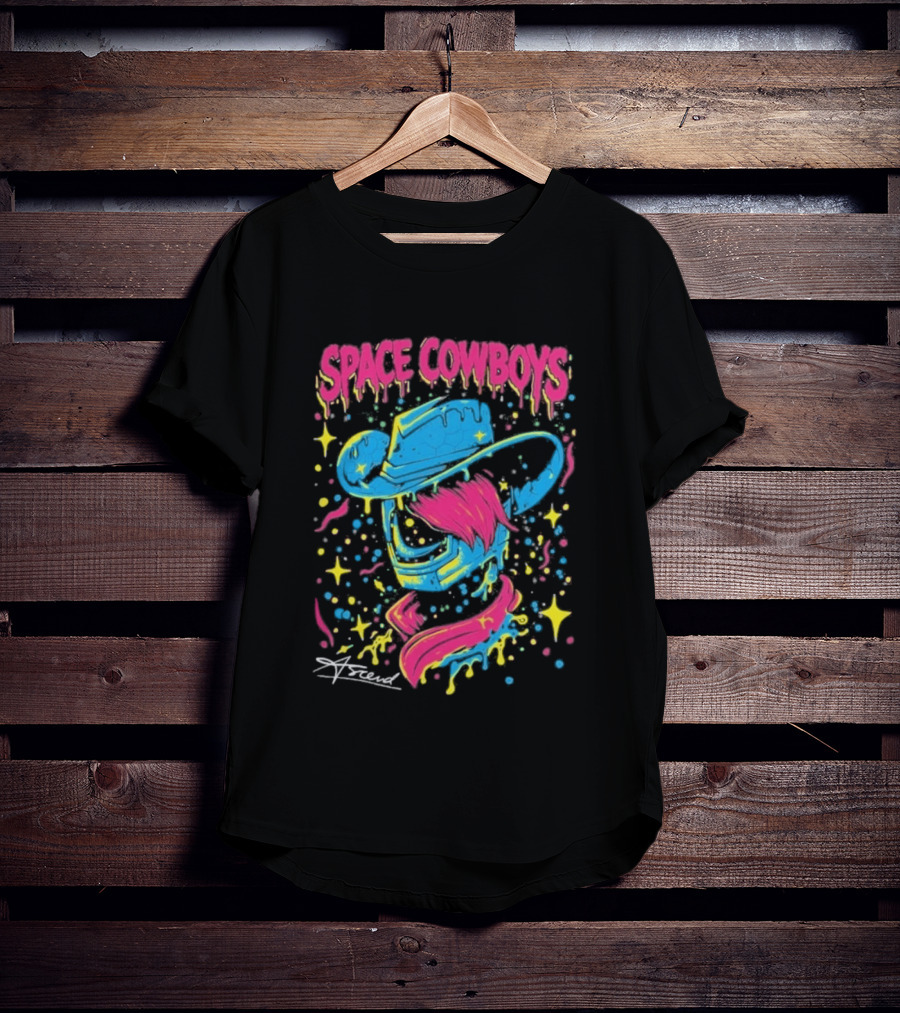 Space Cowboys Neon Drip Art By Sugar Land T-Shirt