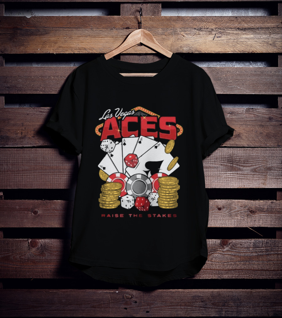 Las Vegas Aces Raise The Stakes Five Of A Kind Poker T-Shirt