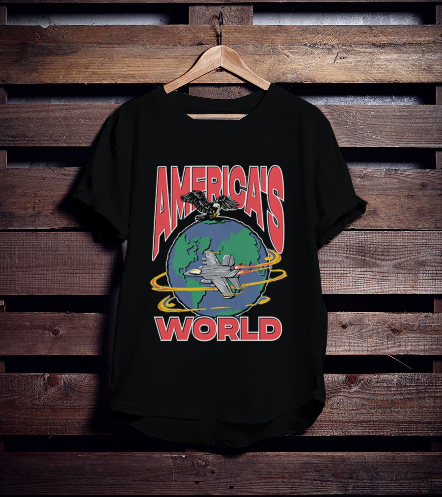 America's World Jet And Eagle Over Globe T-Shirt