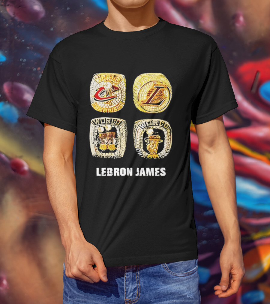 Lebron James World Rings Cleveland Los Angeles 2026 T-Shirt