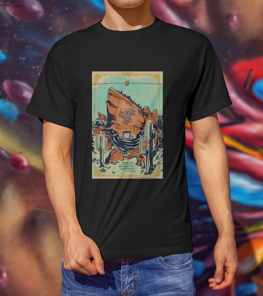May 6 2026 Bright Eyes Red Rocks Park Amphitheatre Desert Scene T-Shirt