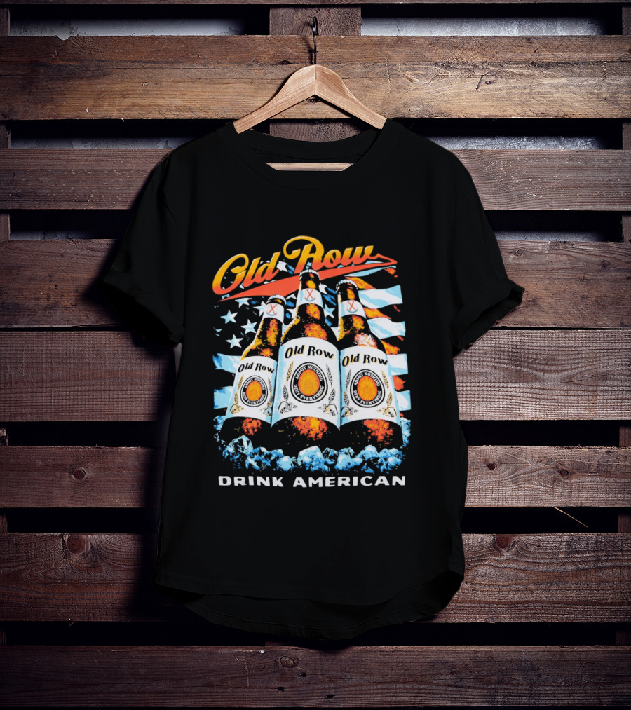 Old Row Beer Bottles American Flag Drink American T-Shirt