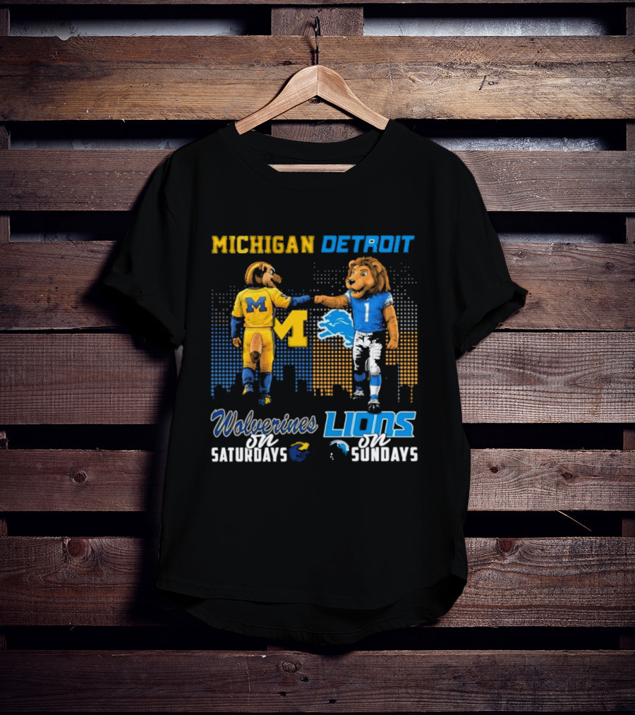 Michigan Wolverines Detroit Lions Fist Bump Saturdays Sundays T-Shirt