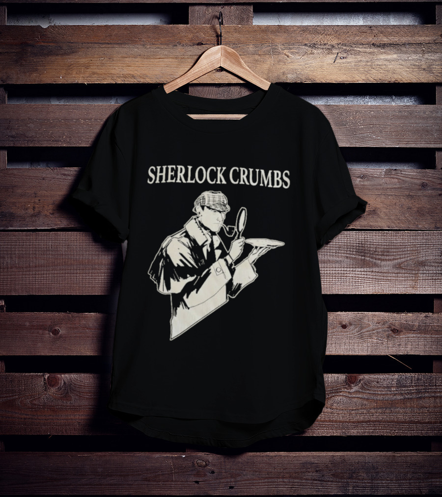 Sherlock Crumbs Detective Magnifying Glass Pipe T-Shirt