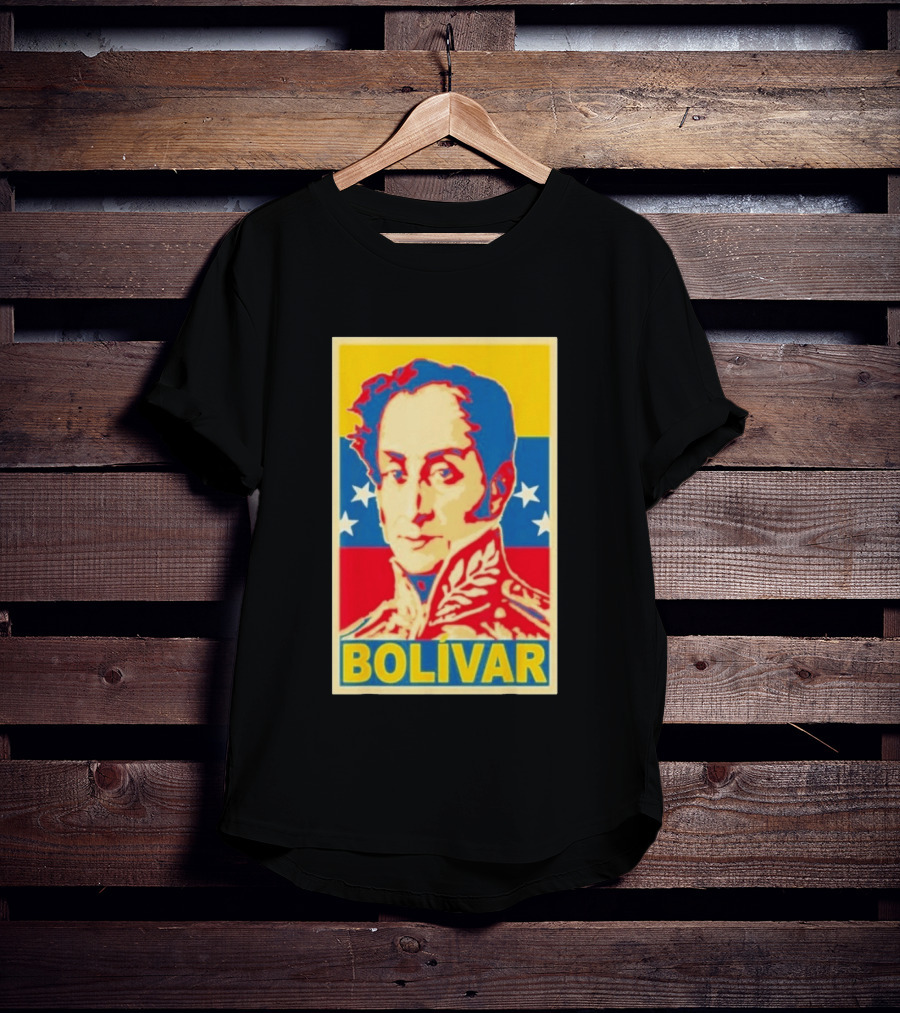 Bolivar Portrait Venezuelan Flag Colors Stars T-Shirt