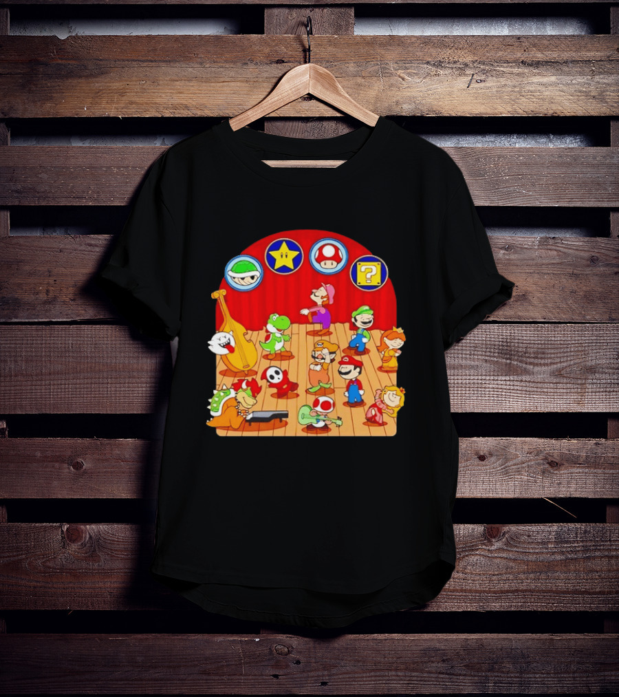 Super Mario Bros Peanuts Characters Dancing Plumber Game Mashup T-Shirt