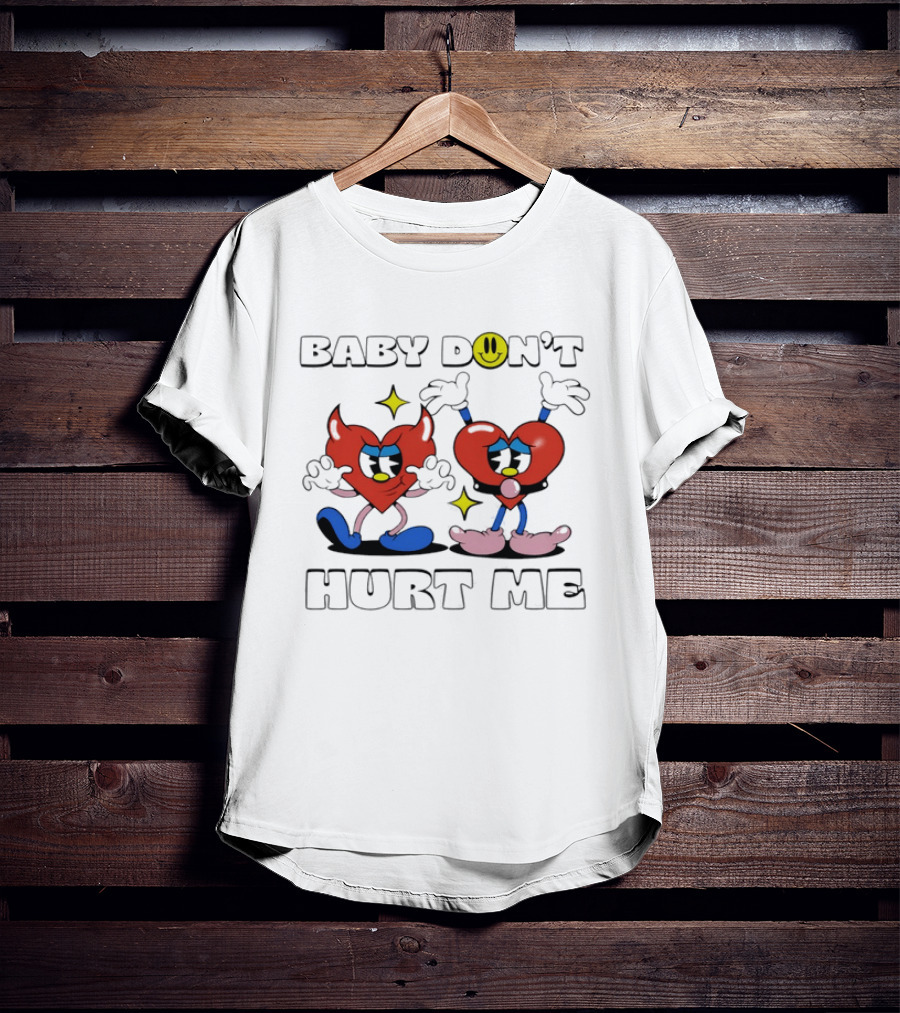 Baby Don't Hurt Me Heart Characters With Smile Emoji T-Shirt