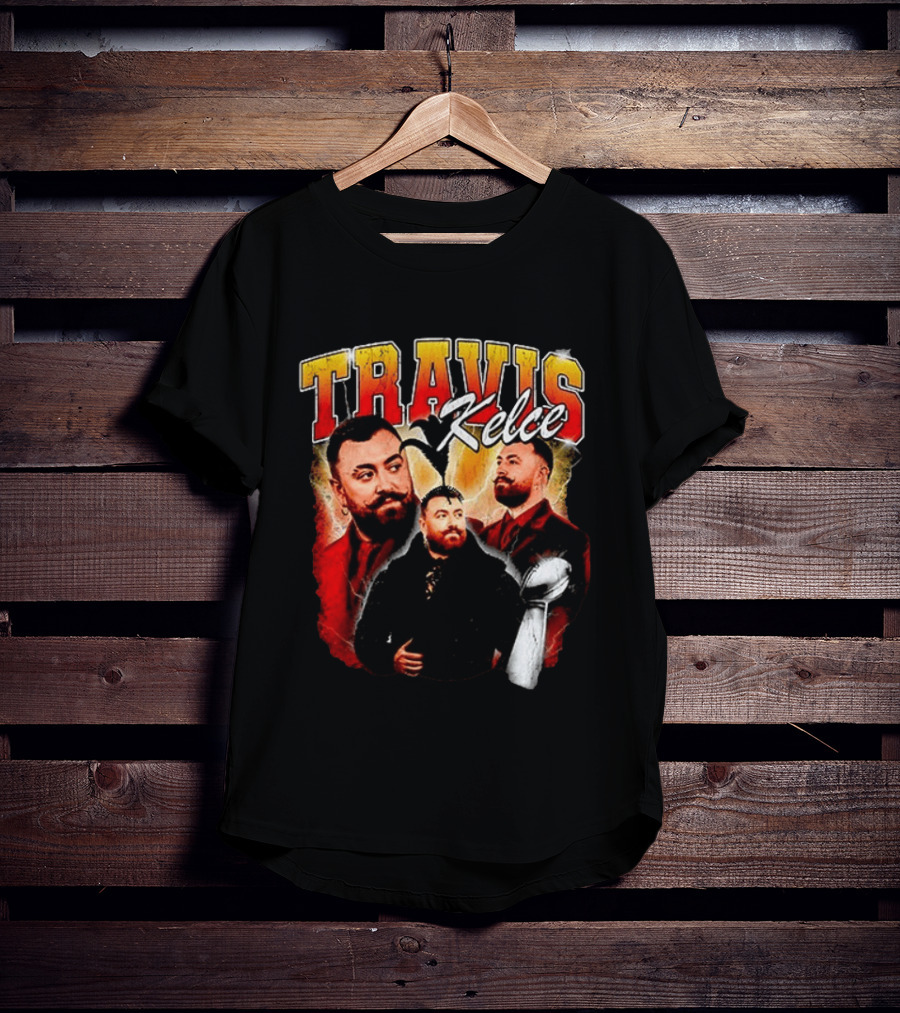 Travis Kelce Football 2026 With Trophy And Bold Portraits T-Shirt