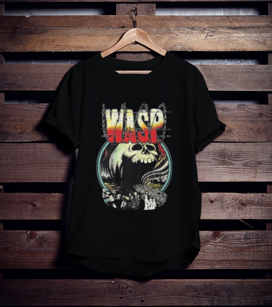 WASP The Headless Children Skull Graphic Barbed Wire T-Shirt