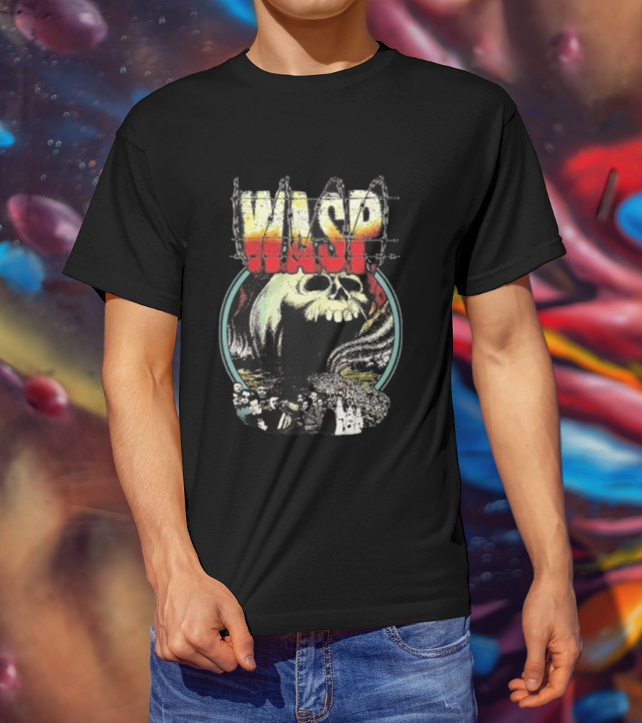 WASP The Headless Children Skull Graphic Barbed Wire T-Shirt
