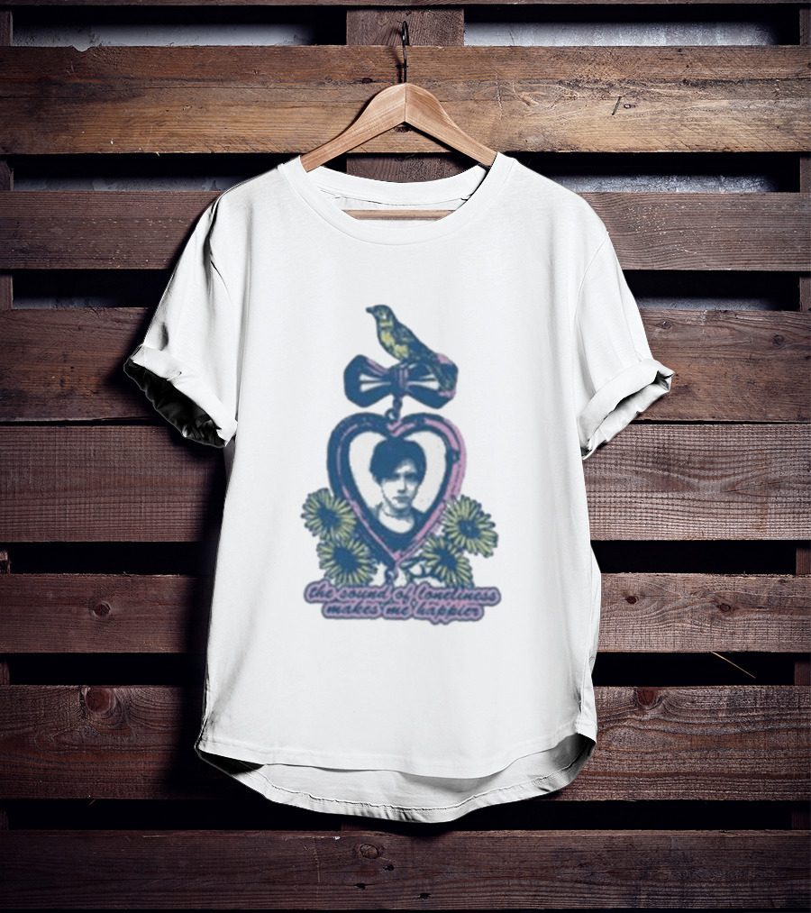 Bright Eyes Yellow Bird Heart Pendant Sound Of Loneliness Makes Me Happier T-Shirt