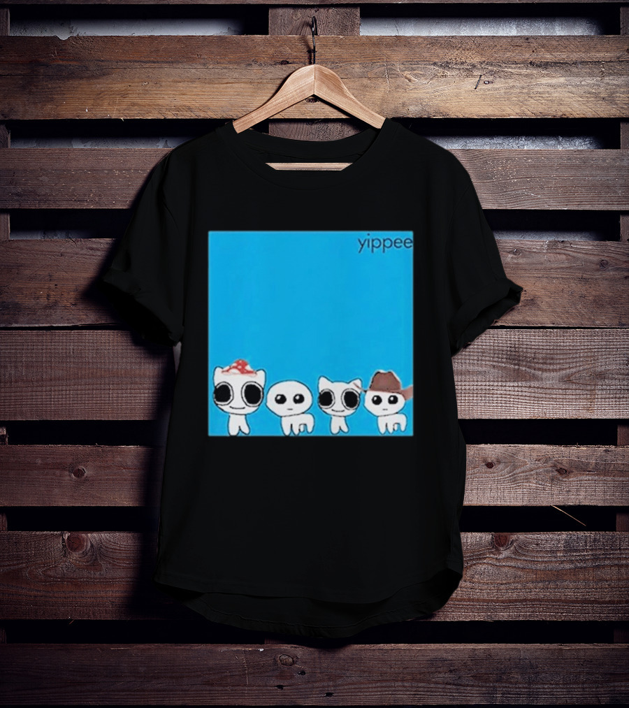 Yippee Blue Album Cringey Cartoon Characters With Cowboy And Chef Hats T-Shirt