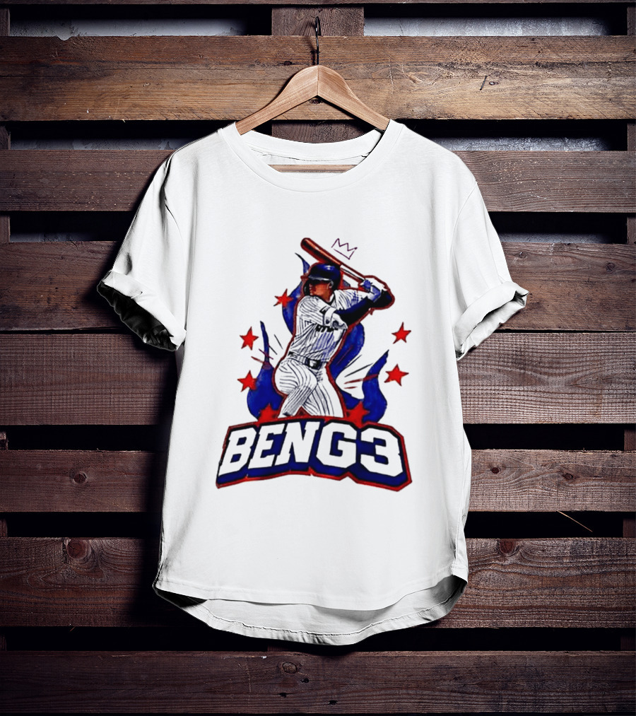 BENG3 Baseball Player Pinstripe Jersey Crown Stars T-Shirt