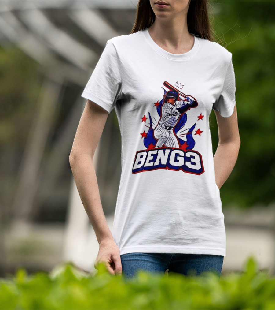 BENG3 Baseball Player Pinstripe Jersey Crown Stars T-Shirt