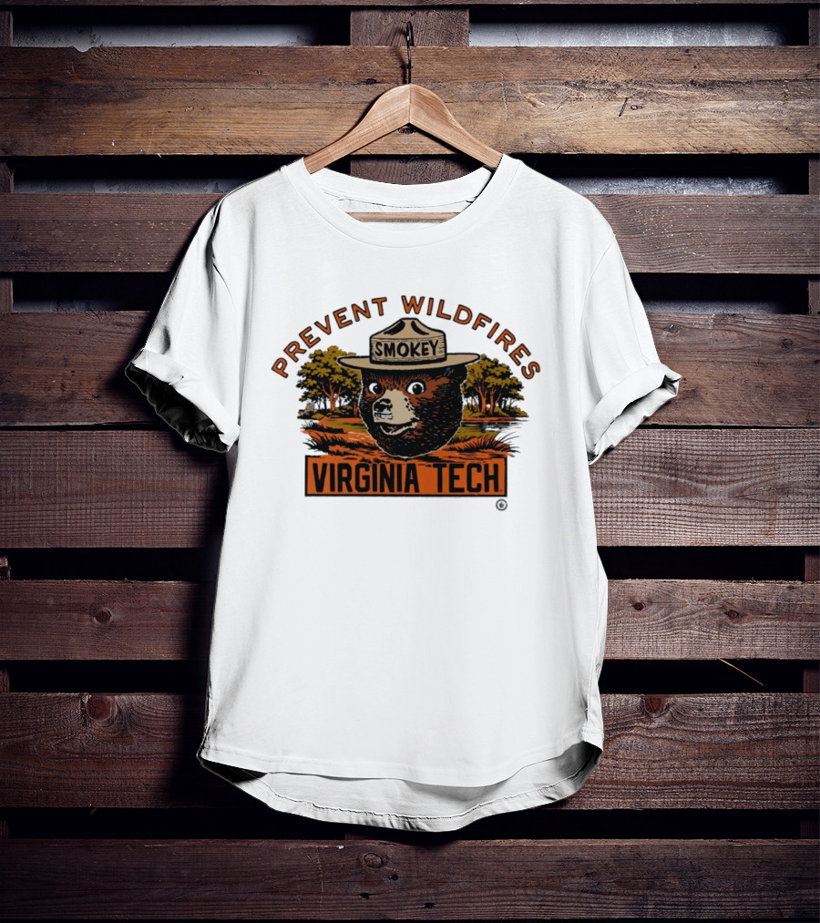 Smokey Bear Virginia Tech Prevent Wildfires Collaboration T-Shirt