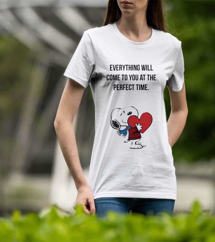 Snoopy Peanuts Everything Will Come To You At The Perfect Time Red Heart T-Shirt