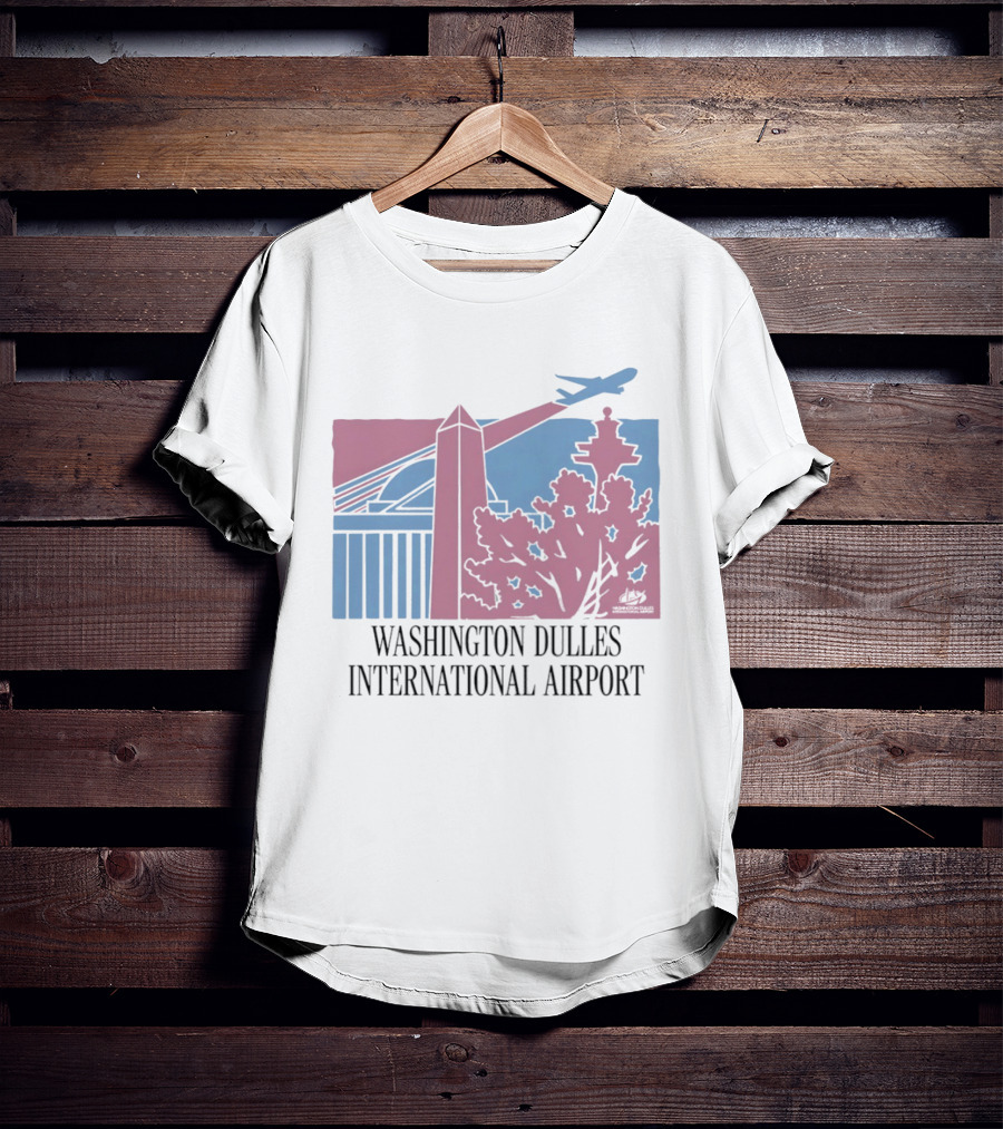 Washington Dulles International Airport Airplane And Monument Scene T-Shirt