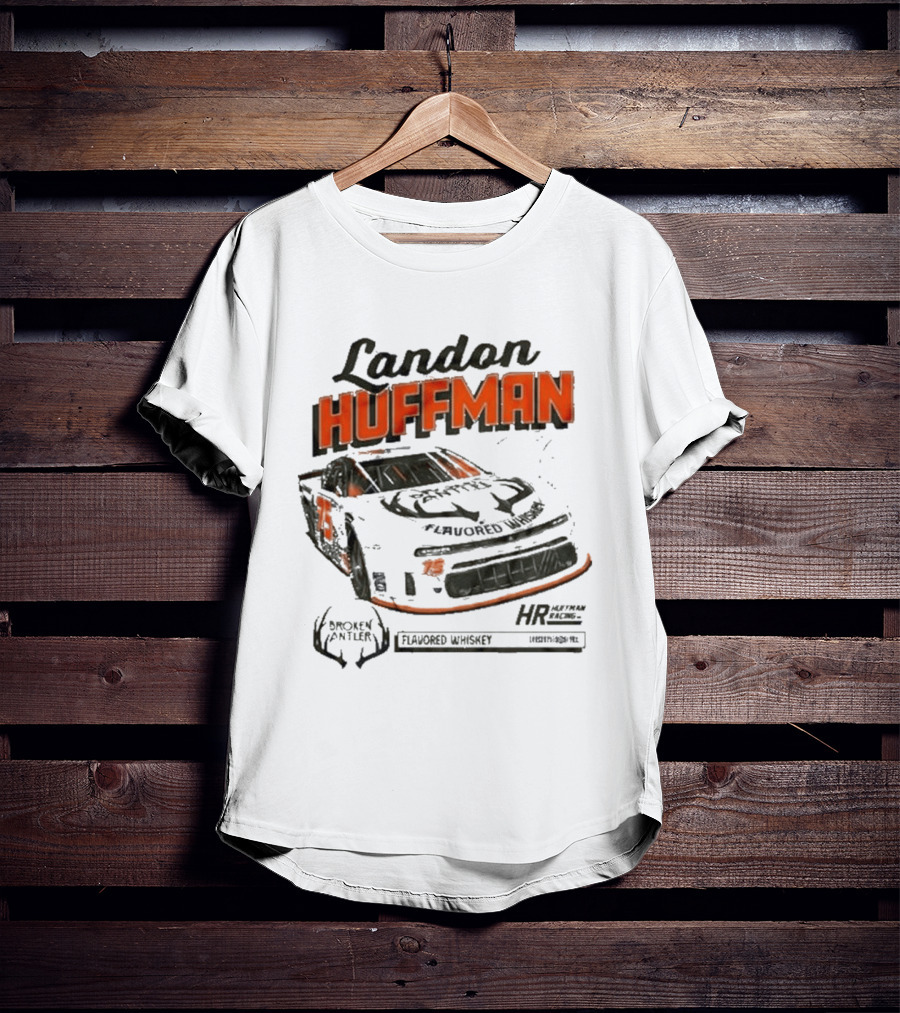 Landon Huffman 2026 Get Bucked Broken Antler Flavored Whiskey Racing Car T-Shirt