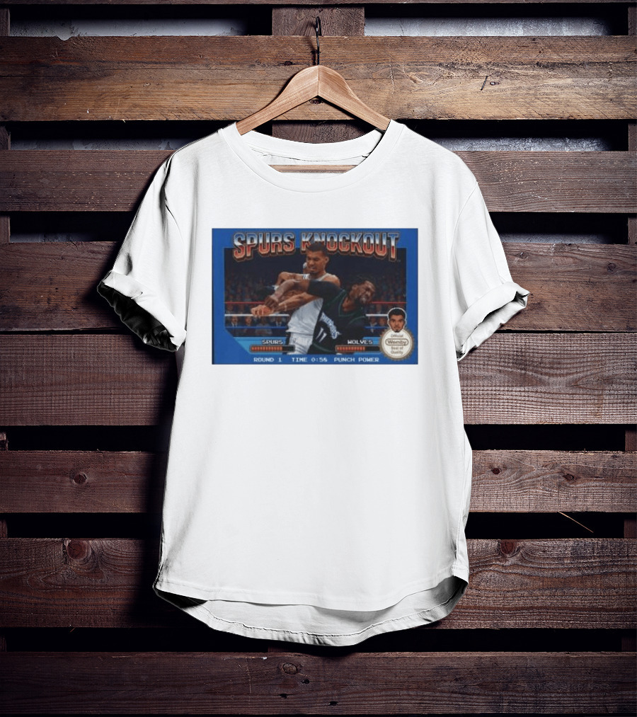 Original Spurs Knockout Official Wemby Spurs Vs Wolves Round 1 Time Punch Power T-Shirt