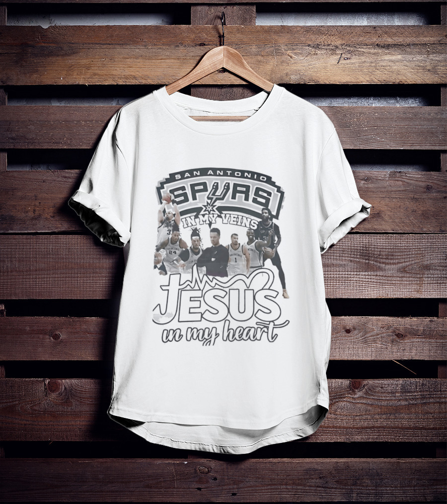 San Antonio Spurs Big Team In My Veins Jesus In My Heart T-Shirt