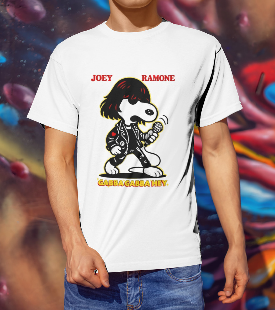 Snoopy Joey Ramone Gabba Gabba Hey Peanuts Crossover Iconic Collaboration T-Shirt
