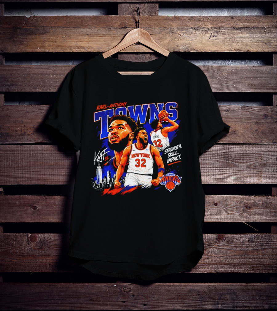 Karl Anthony Towns New York Knicks Strength Skill Impact 32 T-Shirt