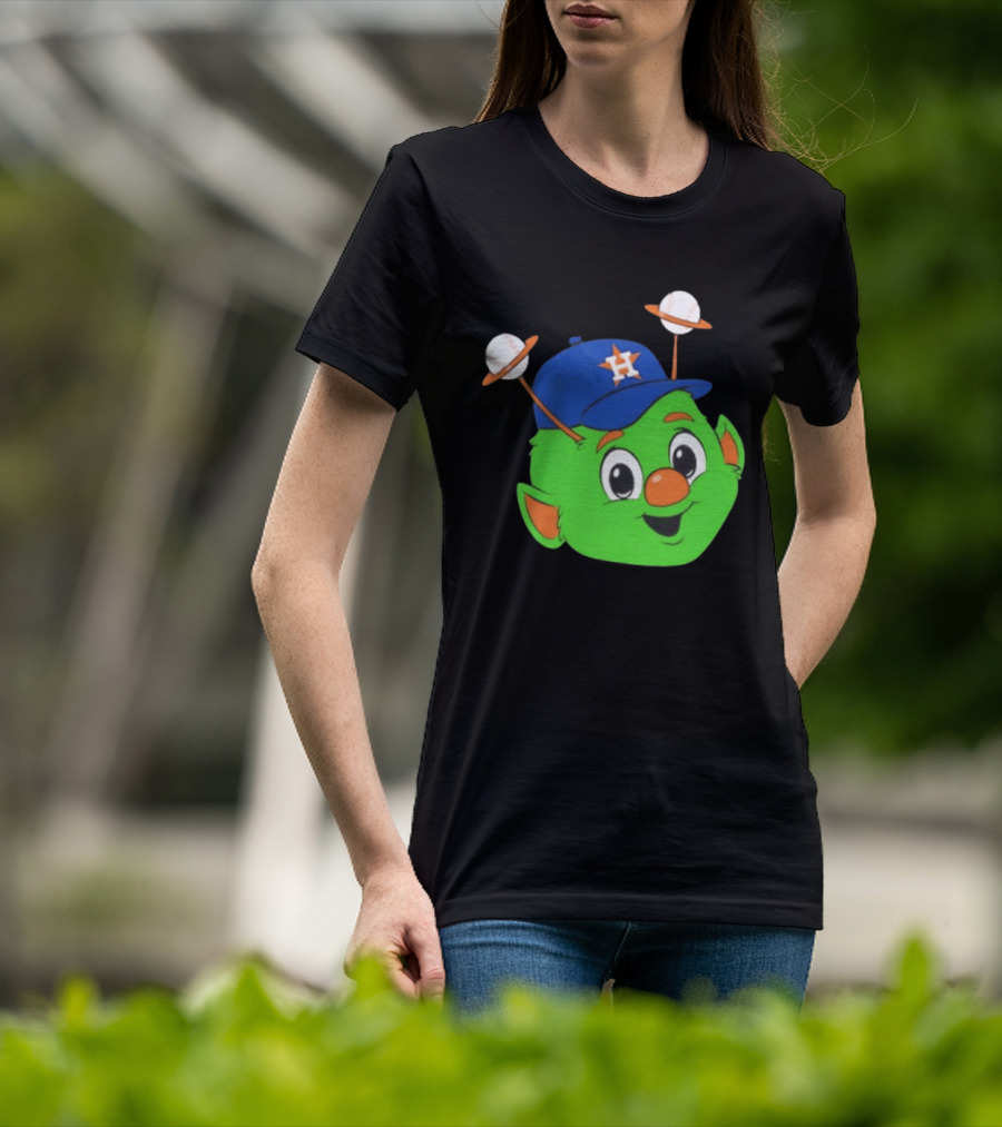 Houston Astros Orbit Character Face With Baseball Antennae T-Shirt