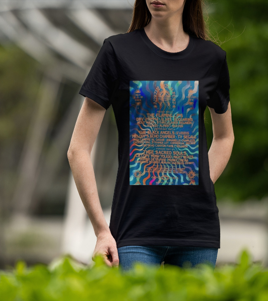 The Flaming Lips May 8 10 2026 Austin Concert DIIV Black Angels Thee Sacred Souls T-Shirt