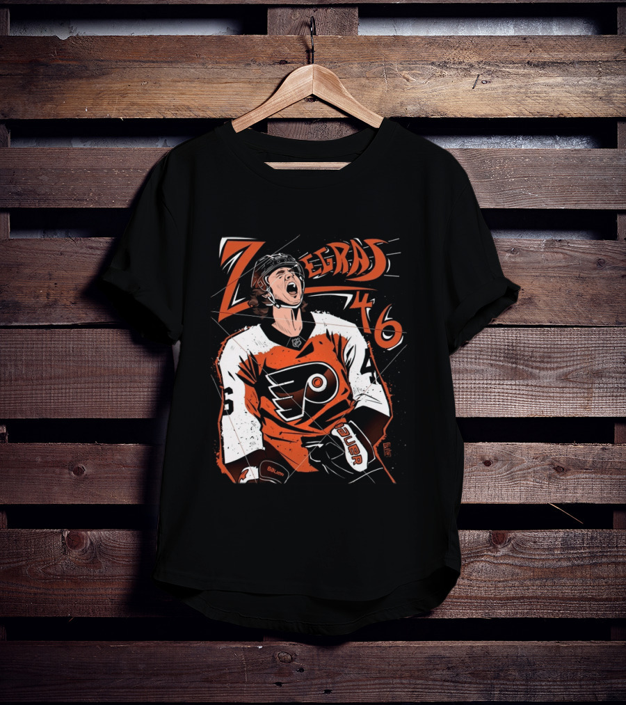 Zegras 46 Philadelphia Flyers Hockey Bauer Sports T-Shirt