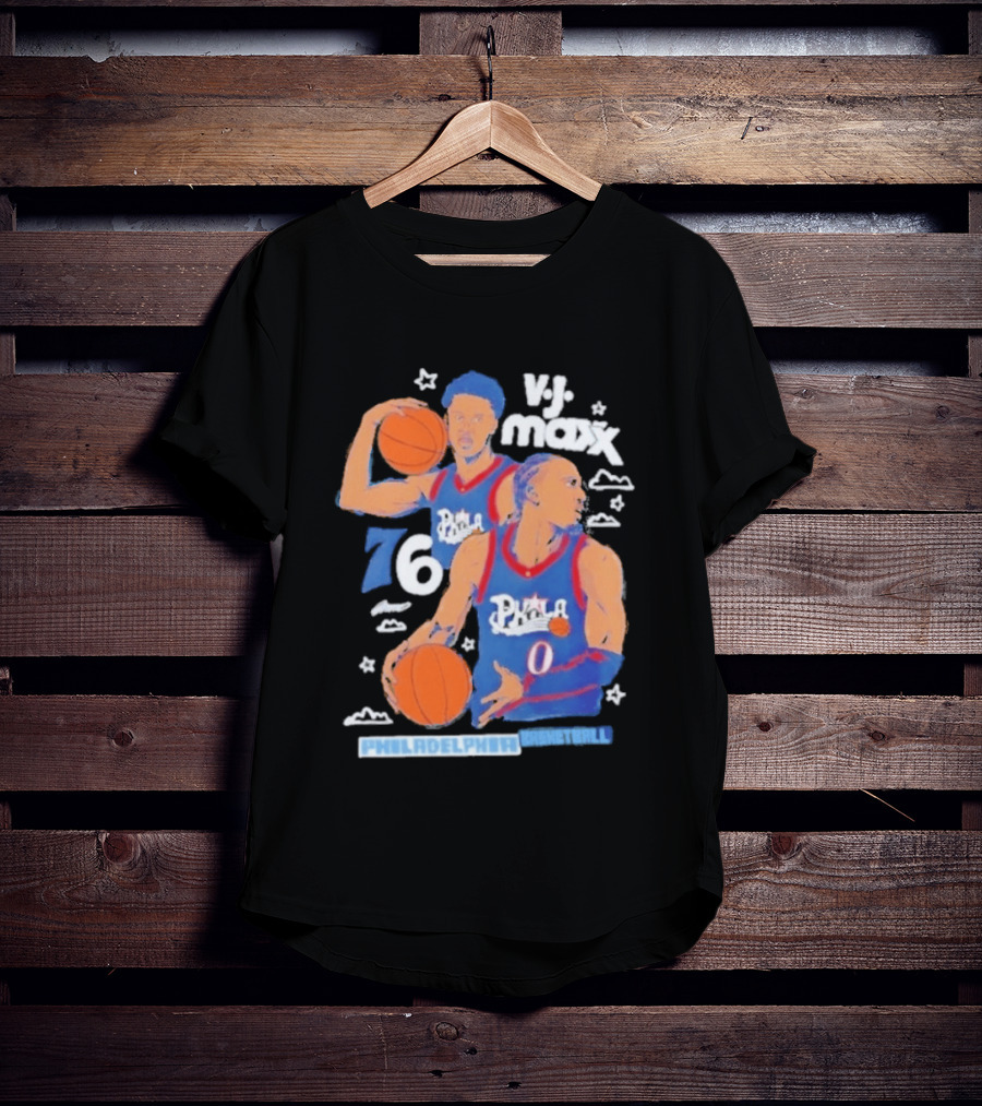 Vj Maxx Philadelphia 76ers Basketball Cartoon Nba 2026 T-Shirt