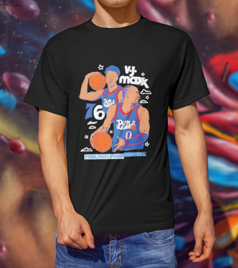 Vj Maxx Philadelphia 76ers Basketball Cartoon Nba 2026 T-Shirt