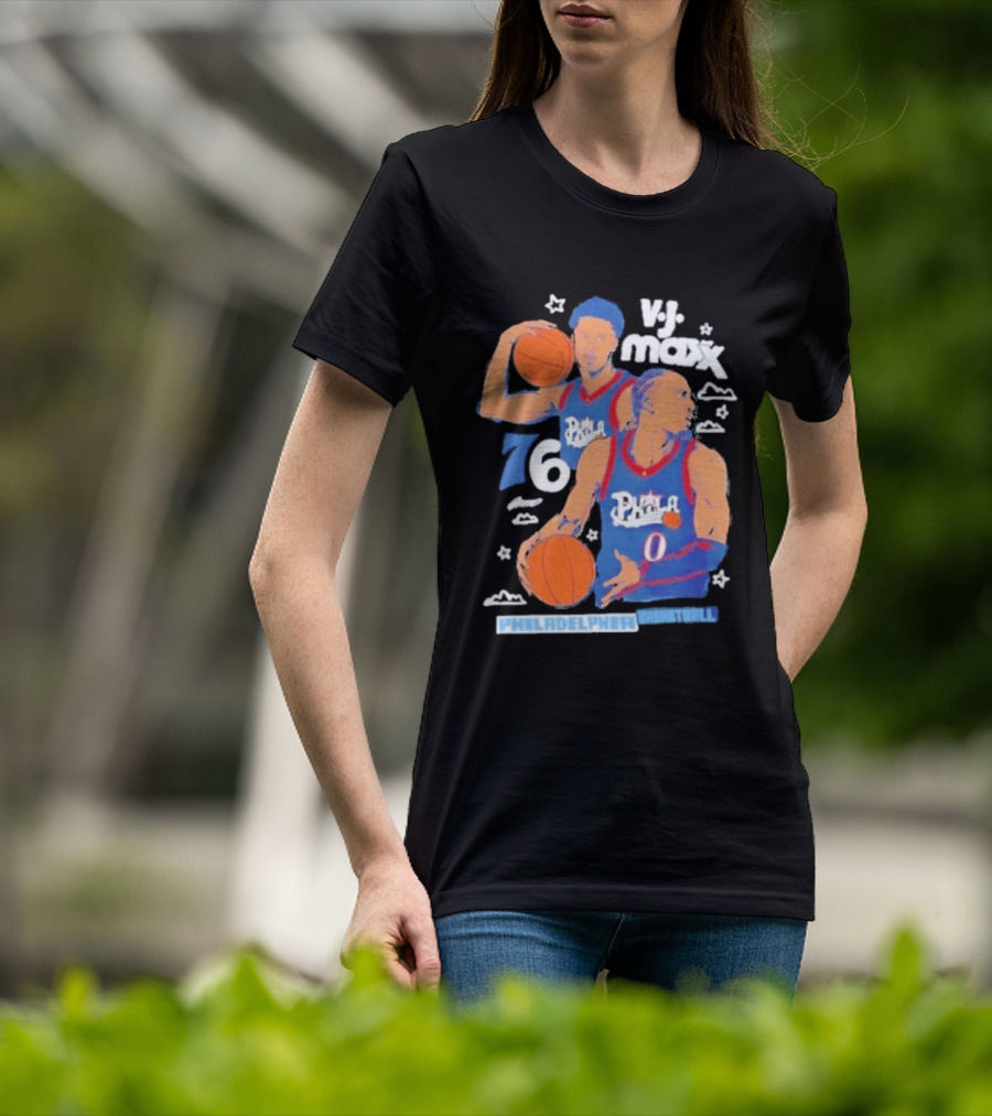 Vj Maxx Philadelphia 76ers Basketball Cartoon Nba 2026 T-Shirt