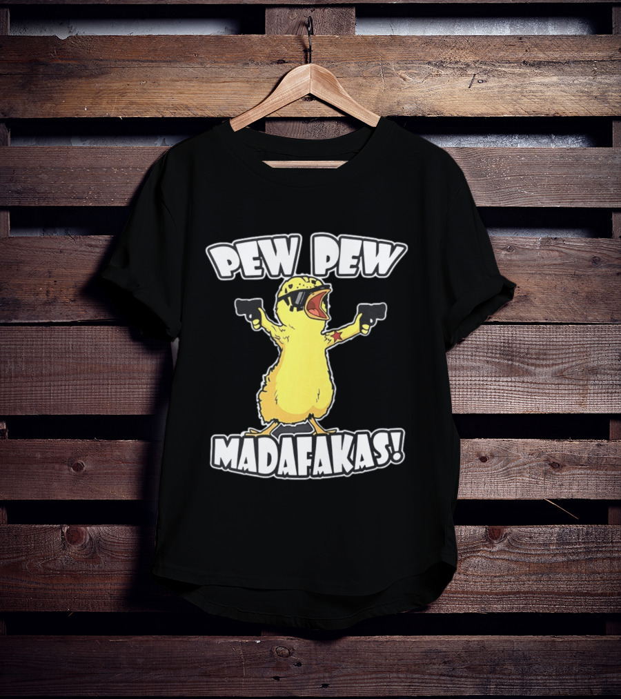 Pew Pew Madafakas Yellow Duck With Pistols T-Shirt