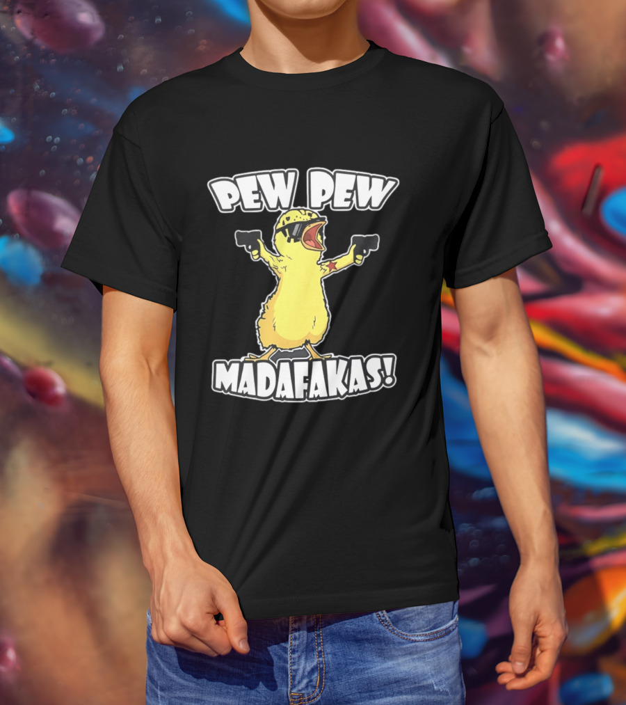 Pew Pew Madafakas Yellow Duck With Pistols T-Shirt