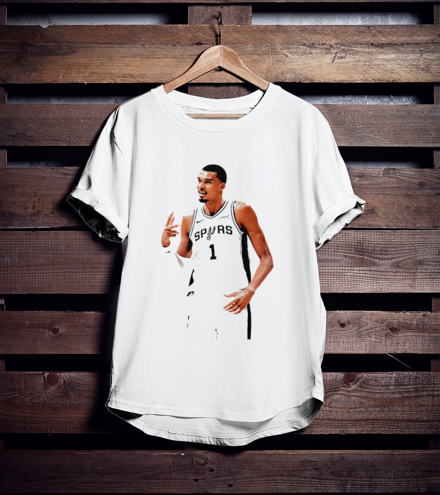 Victor Wembanyama Spurs Number 1 Rock Hand Gesture T-Shirt