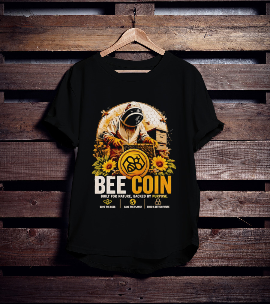 Bee Coin Built For Nature Backed By Purpose Save The Bees Save The Planet Sustainable System T-Shirt