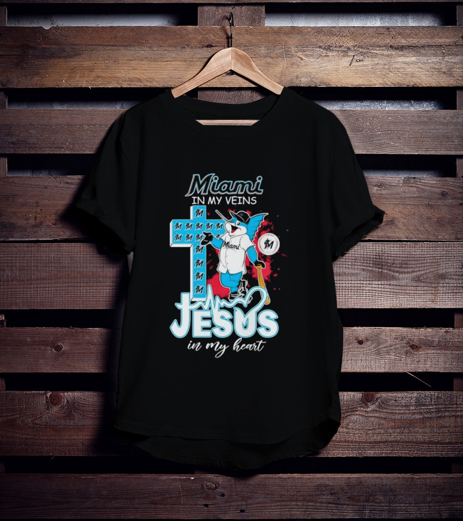 Miami Marlins Billy The Marlin Jesus In My Heart T-Shirt