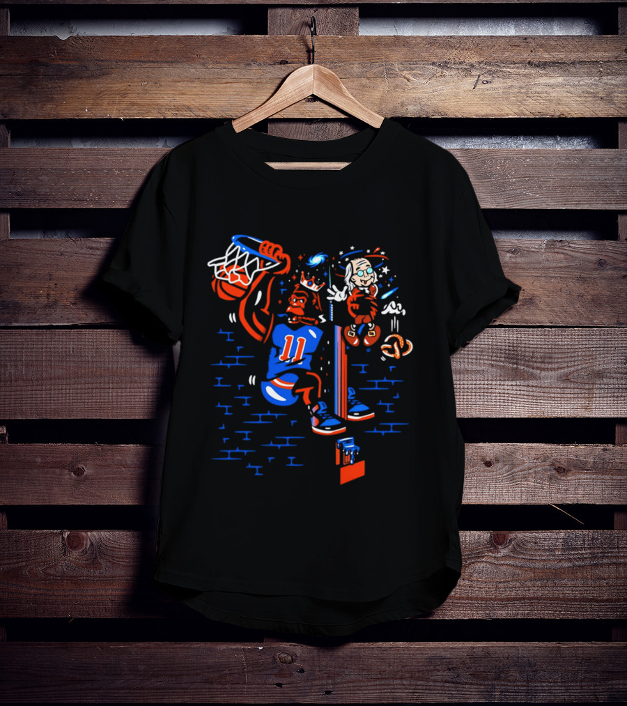 New York Knicks Basketball Number 11 Dunking Action T-Shirt