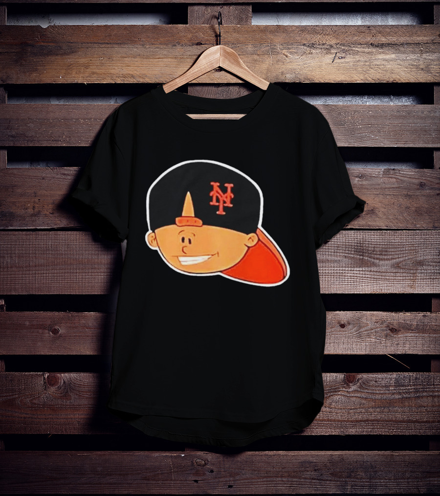 New York Mets Cartoon Kid Smiling Team Hat T-Shirt
