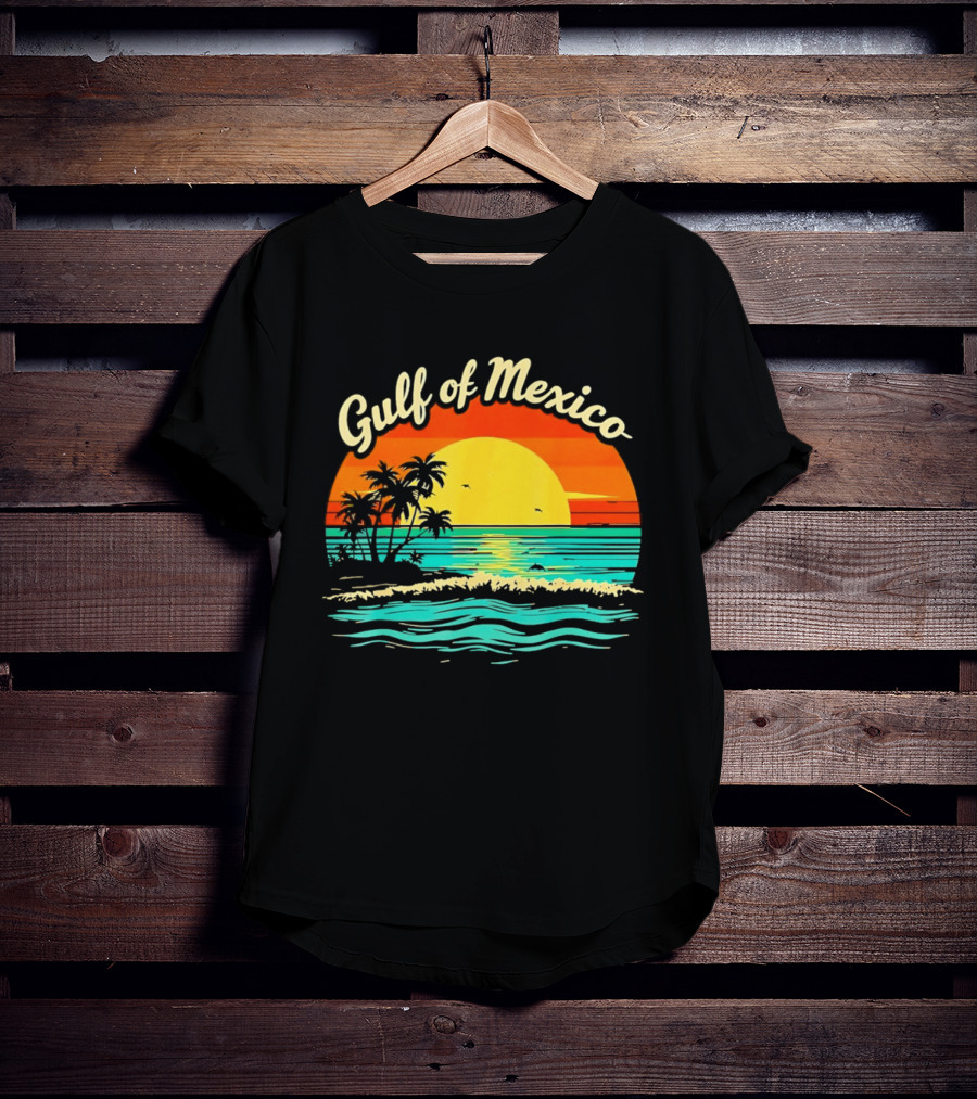 Gulf Of Mexico Beach Palms Summer Vacation Sunset Ocean Waves T-Shirt