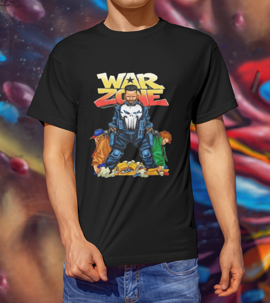War Zone Original Cartoon Character With Two Enemies T-Shirt