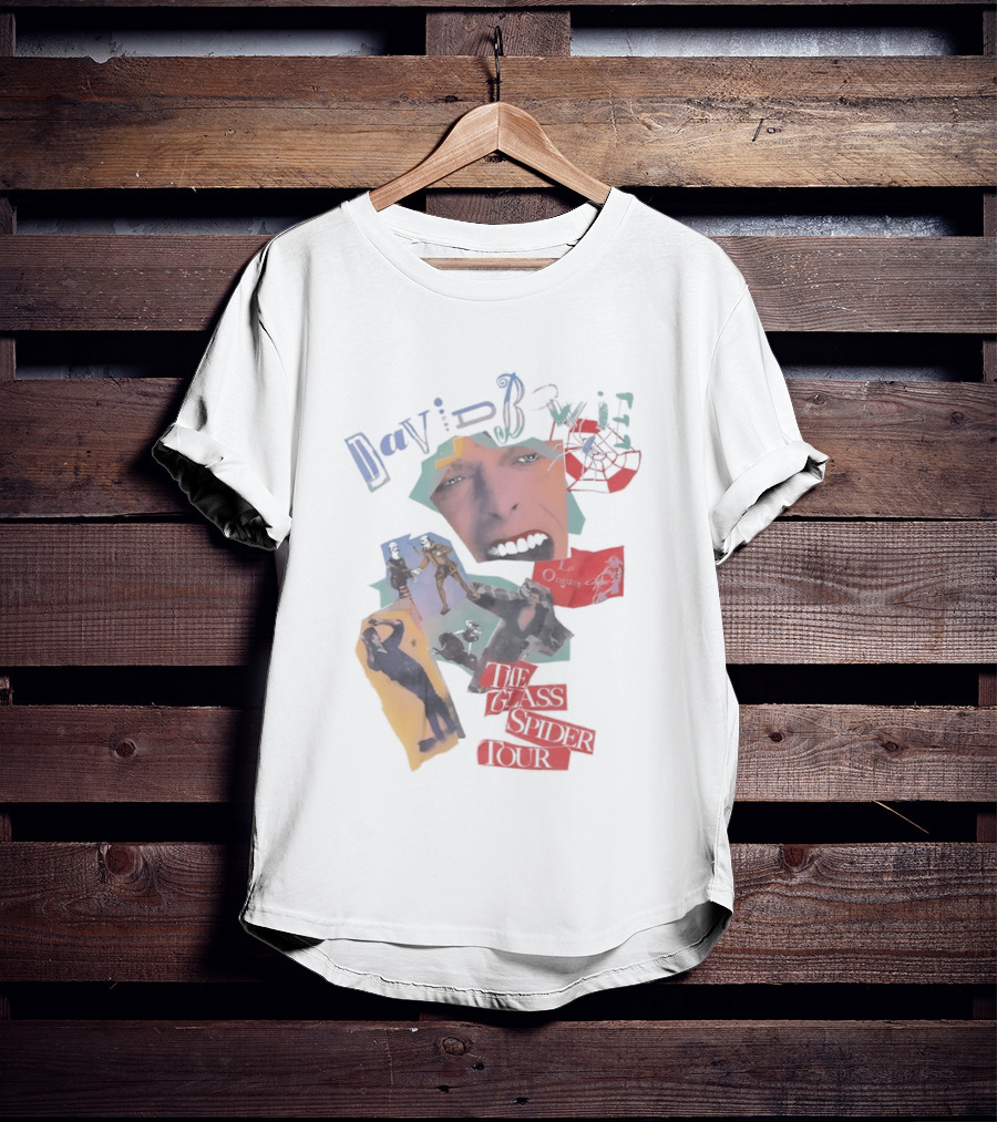 David Bowie The Glass Spider Tour Collage Face 80s Legends T-Shirt