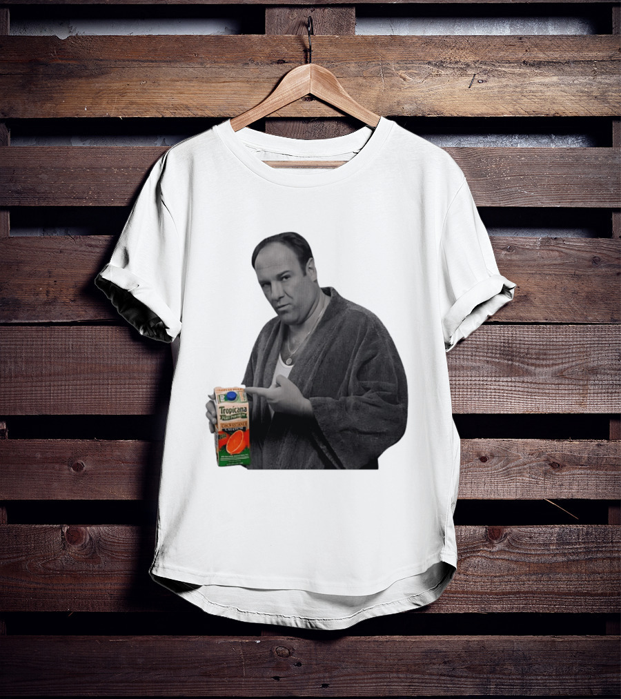The Sopranos Tony Soprano Holding Tropicana Pure Premium Orange Juice T-Shirt