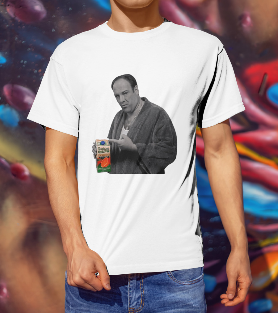 The Sopranos Tony Soprano Holding Tropicana Pure Premium Orange Juice T-Shirt