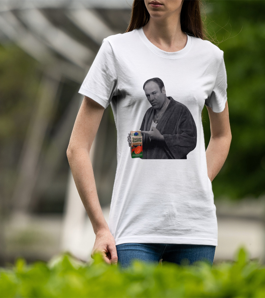 The Sopranos Tony Soprano Holding Tropicana Pure Premium Orange Juice T-Shirt