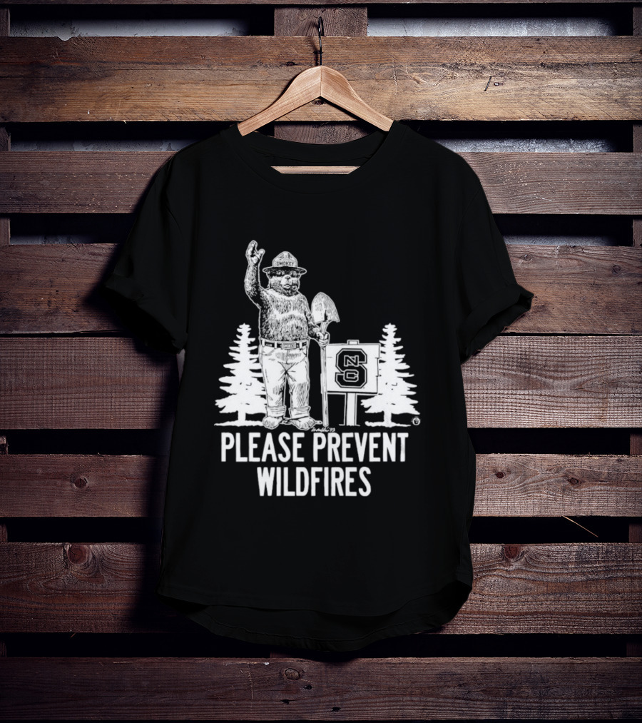 Smokey Bear NC State Collaboration Please Prevent Wildfires T-Shirt
