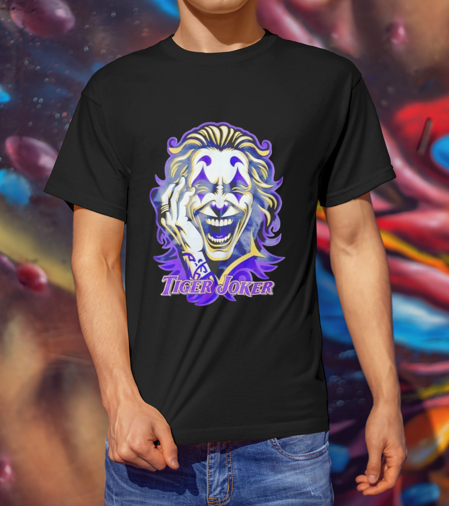 Tiger Joker Mischievous Grin Purple Aura T-Shirt