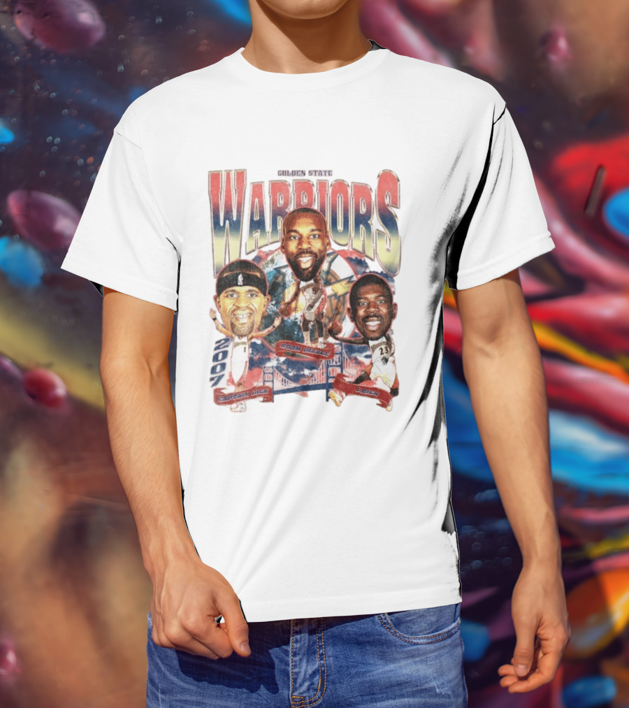 Golden State Warriors 2007 Captain Jack Boom Dizzle J Rich Basketball T-Shirt