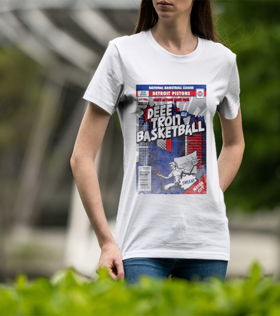 National Basketball League Detroit Pistons Deee Troit Basketball Motor City Comic Cover T-Shirt