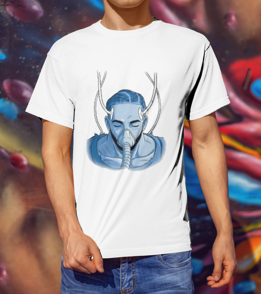 Reaven Leggenda Futuristic Masked Figure With Antlers T-Shirt